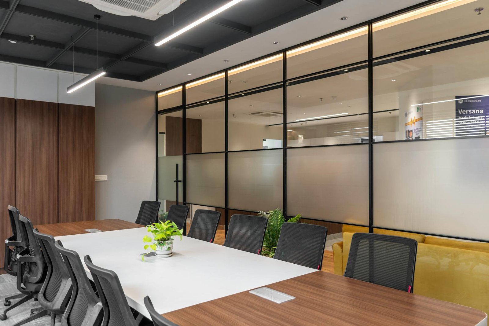Finished glass partition installation